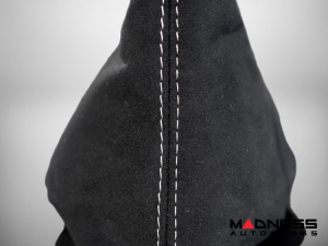 FIAT 500 Gear Shift Boot - Black Italy - Alcantara - Black w/ White Stitching